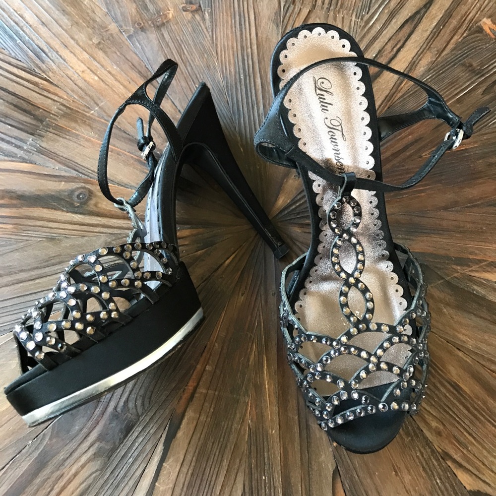 Lulu Townsend Platform Rhinestone Heels EUC